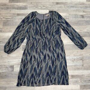 Kelly By Clinton Kelly blue grey lined long sleeve dress elastic waist XL P21